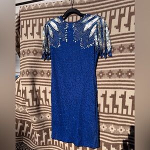 Vintage Sequined blue dress by Scala